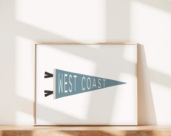 West Coast Pennant Flag Print: Beach House Decor (Digital Download)