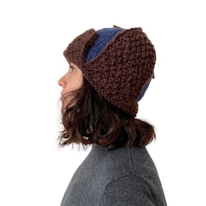 Aviator Hat Navy Blue Color Brown Birthday Present Canadian Trapper Hat Christmas Gift For Women Crochet Hat Cute Soft Winter Hat Men&#39;s hat