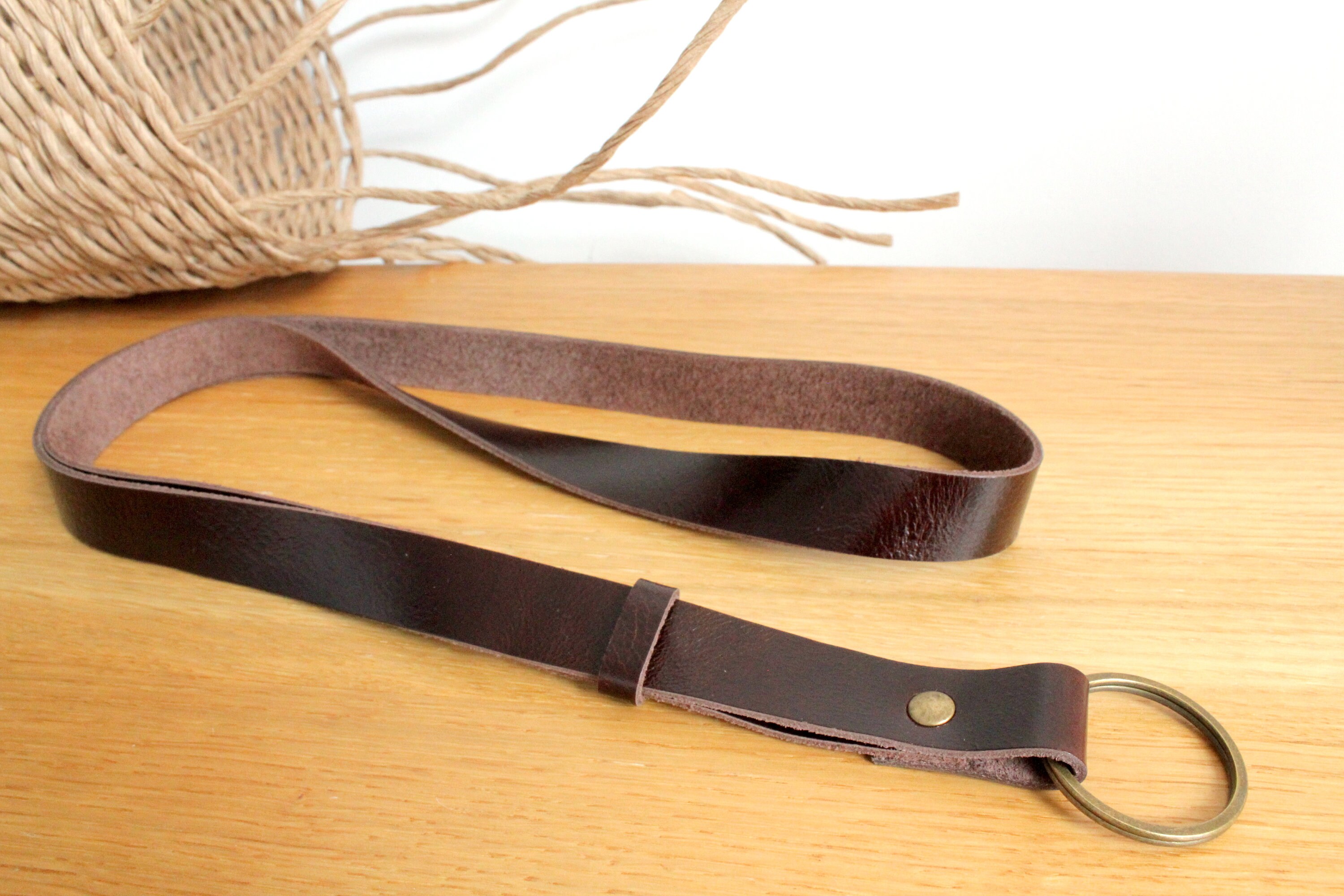 Leather lanyard key ring lanyard bronze key ring lanyard Etsy