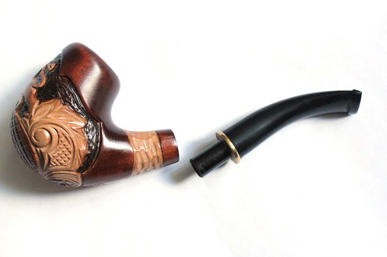 Pipe Lion on the ball Wooden pipe wooden smoking pipe Hand carved pipe wood smoking bowl Smoking bowl Tobacco bowl Wood Tobacco Pipe
