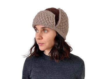 Handmade Ear Flap Hat Brown Color Wool Soft Knit Trapper Hat For Women Men Women's Winter Hat Women Winter Hat With Ear Flaps Gift for Her