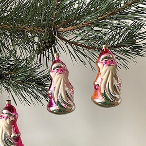 Père Noël Verre vintage Ornement d’arbre de Noël Mignon Argent Noël Décor à la maison Ukrainien vintage Rétro Vieux Ornements Cadeau de Noël