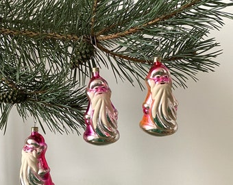 Santa Claus Glass Vintage Christmas Tree Ornament Cute Silver Xmas Home Decor Ukrainian Vintage Retro Old Ornaments Christmas gift
