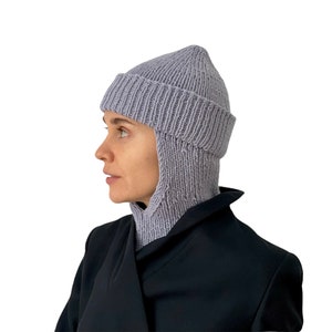 Wool knit balaclava purple blue grey color trend Wool balaclava hat Winter hat for women Christmas gift Man balaclava woolen balaclava