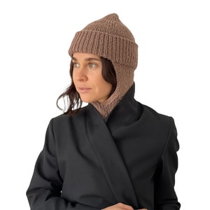 Knitted balaclava Balaclava hat brown color Woolen helmet Designer balaclava Warm Women&#39;s winter hat Mens winter hat Cozy Christmas gift