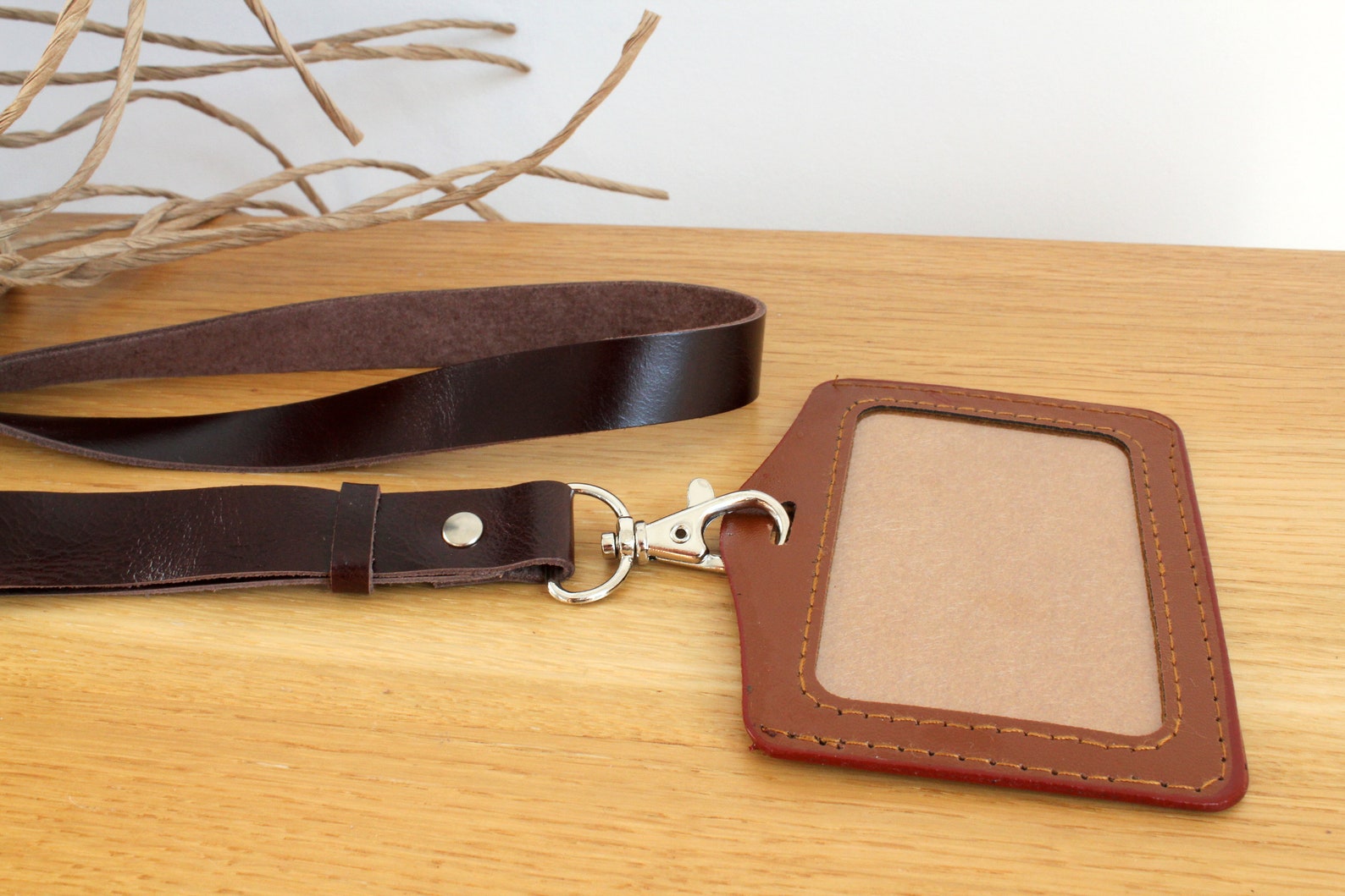 Leather Lanyard Id Badge Lanyard With Badge Holder Id Badge Etsy