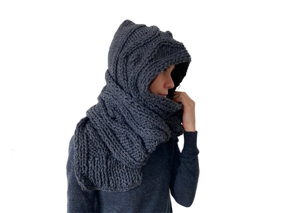 Hooded Scarf. Long Scarf. Wool Scarf. Chunky Scarf. Scoodie  display picture 2