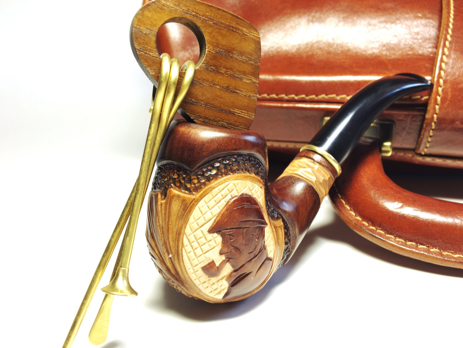 Gift set for him Tobacco pipe with pipe tamper Smoking pipe Etsy