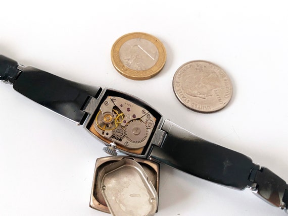 Pink watch dial. Antique Enamel bracelet watch. C… - image 8