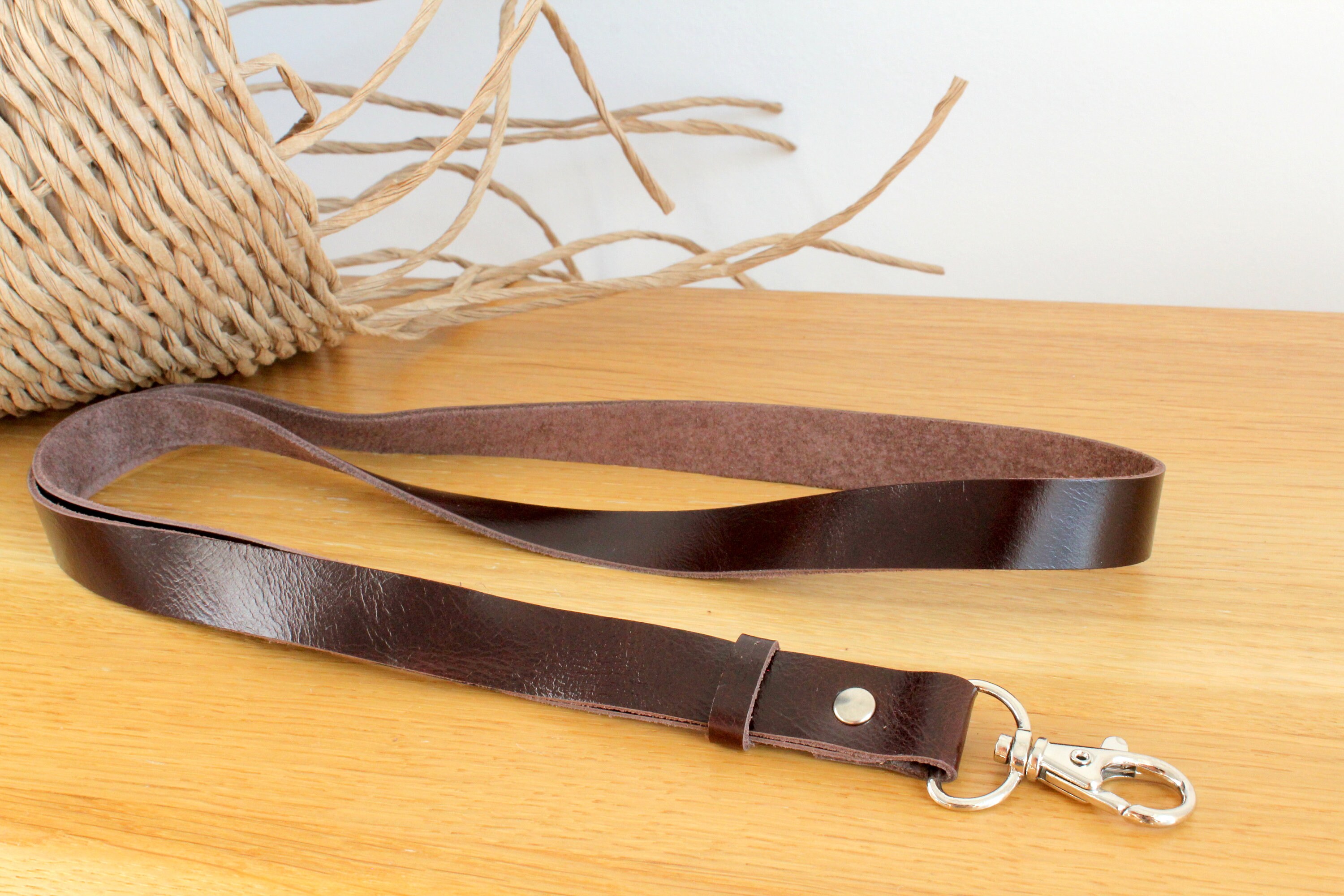 Leather lanyard id badge lanyard with badge holder id badge Etsy