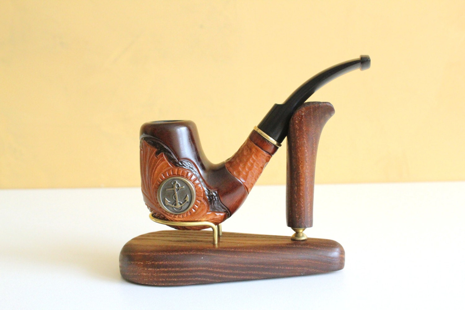 Gift set. Tobacco pipe Stand. Handcarved Smoking Pipe Etsy