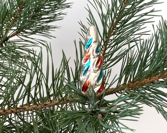 Silver Christmas Tree Shape Glass Vintage Ornament Cute Silver Xmas Home Decor Ukrainian Vintage Retro Old Ornaments Christmas gift