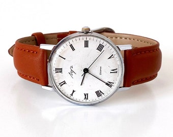 Montre-bracelet unisexe vintage classique unisexe. Montres mécaniques en cuir pour hommes. Montres-bracelets pour hommes. Montres vintage pour hommes. Montres habillées pour hommes