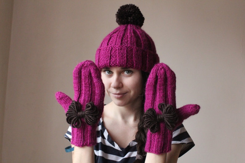 Slouchy Beanie Womens knit winter hats womens winter hat Fuchsia Winter Hat Knitted Beanie Women winter hats Ski beanie Ski hat