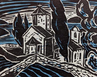 Signed woodcut by Werner Persy from 1982, vintage graphic, old art print, graphic art, original print, collector's item