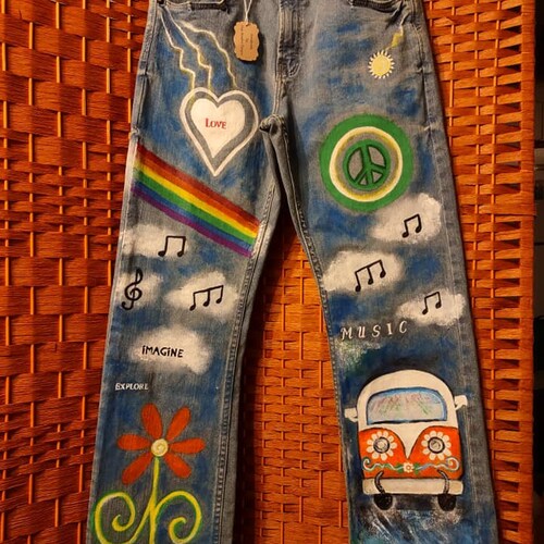CUSTOM Hand Painted Hippie Jeans 