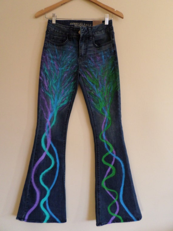 Items similar to OOAK Custom Abstract Hand Painted Jeans, Original ...