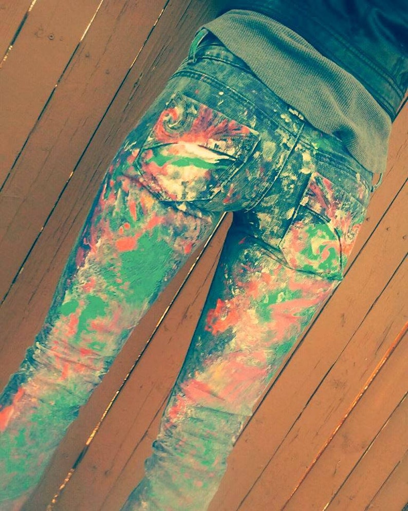 CUSTOM Paint Splatter Jeans Neon Paint Splatter 80's Etsy