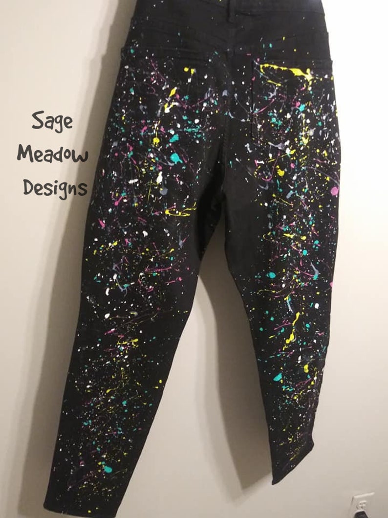 CUSTOM Paint Splatter Jeans Neon Paint Splatter 80's Etsy