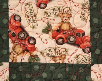 Christmas Bears & Trucks Throw Quilt