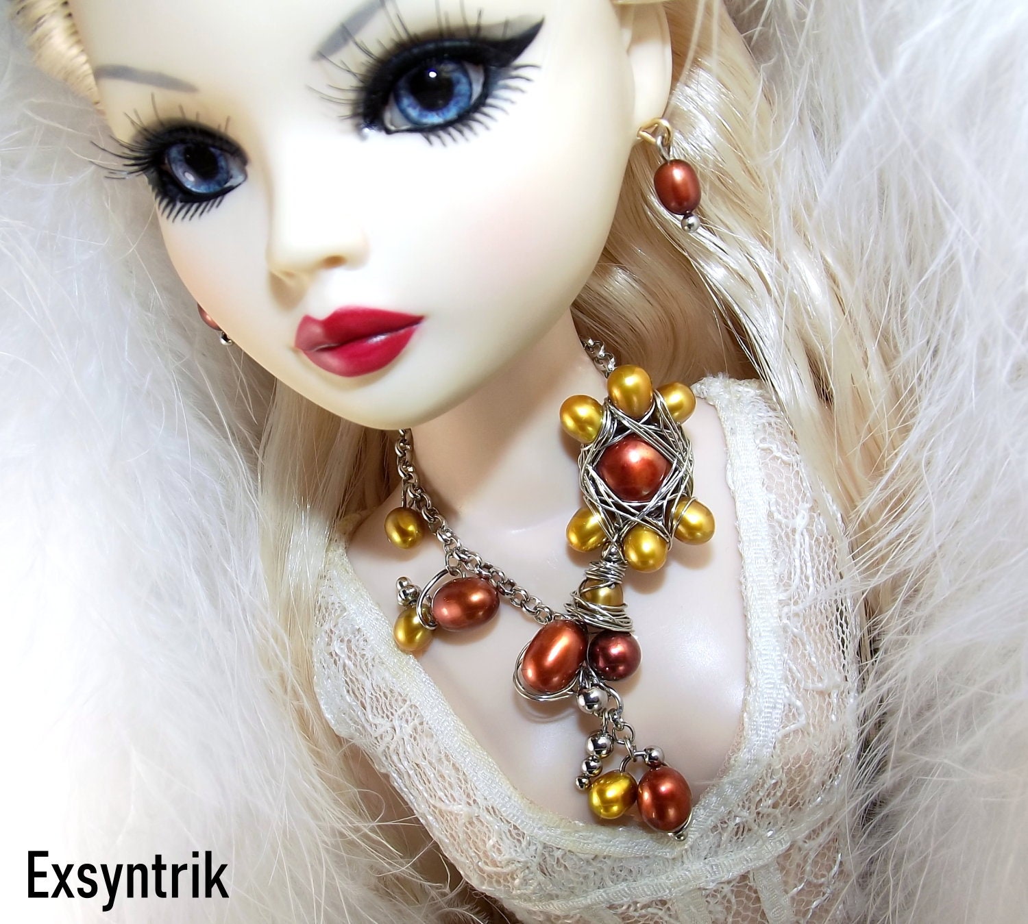 SABRE DANCE Ooak Freshwater Pearl Jewelry for 16inch Dolls Like Tonner