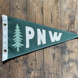Pacific Northwest (PNW) Tree Vintage-Inspired Canvas Pennant