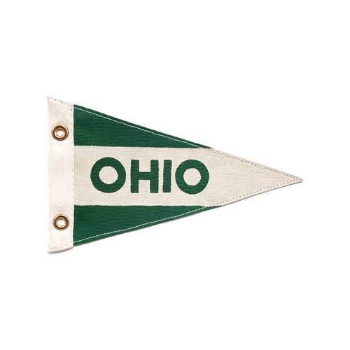 Mini fanion drapeau Ohio en toile verte d'inspiration vintage