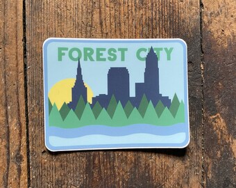 Forest City 3" Cleveland City Skyline Sticker - Weather Resistant Vinyl