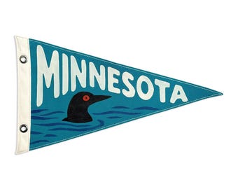 Minnesota Loon Vintage-Inspired Canvas Pennant Flag