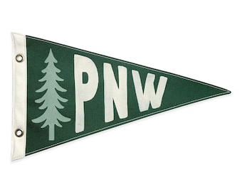 Pacific Northwest (PNW) Tree Vintage-Inspired Canvas Pennant