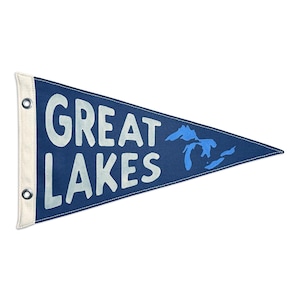 Great Lakes Canvas Pennant - Hand-Painted Vintage-Inspired Flag