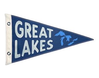 Great Lakes Canvas Pennant - Hand-Painted Vintage-Inspired Flag