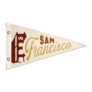 Vintage San Francisco California Ferry Blog & Bay Drapeau Fanion Feutre Rouge 12 X 4,5