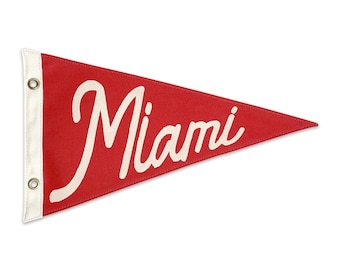 Miami Vintage-Inspired Canvas Pennant Flag