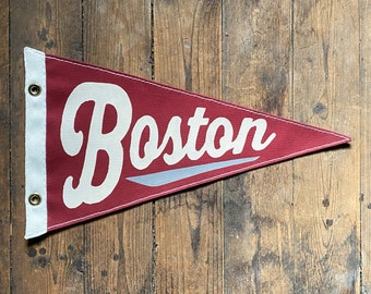 Boston Massachusetts Vintage-Inspired Canvas Pennant