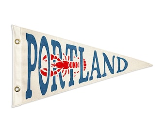 Portland Maine Lobster Vintage-Inspired Canvas Pennant