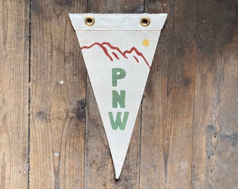 Pacific Northwest (PNW) Mountain Canvas Mini Pennant