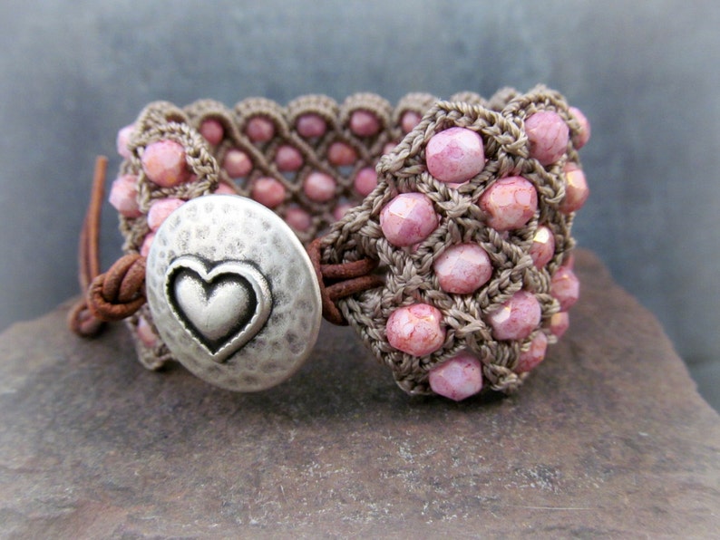 Crochet Pattern Crochet Cuff Bracelet Crochet Beaded Etsy