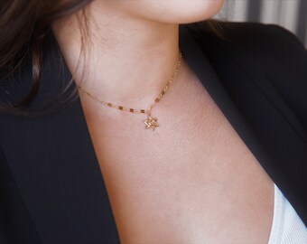 Star of David Necklace - Jewish Star Charm - Jewish Jewelry - Magen David Choker - David Shield - Bat Mitzvah Gift - Chanukha Gift