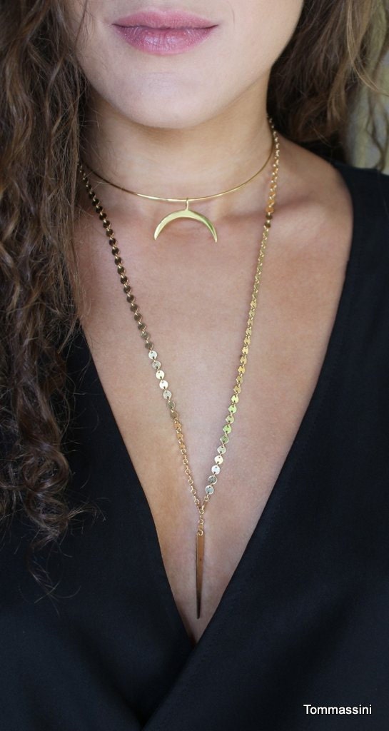 Long Y Necklace Wrap Around necklace Gold necklace Etsy