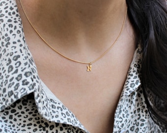 Collar con inicial delicada - Dije de letra pequeña - Collar con letra delicada - Joyería minimalista con inicial - Chapado en oro de 14 k o plata de ley
