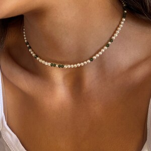 Parelchoker, kleurrijke kralenparelketting, gekleurde parelchoker, gelaagde parelchoker, Swarovski-kristal en parelketting, kralenchoker