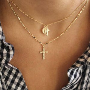 Tiny Beautiful Cross Necklace, Dainty Cross Necklace, Gold Cross Necklace, Gold Layering Necklace, Layered Cross Necklace, Christian Jewelry
