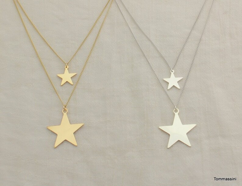 Star Necklace Layer Star Necklaces Dangle Star Necklace Etsy