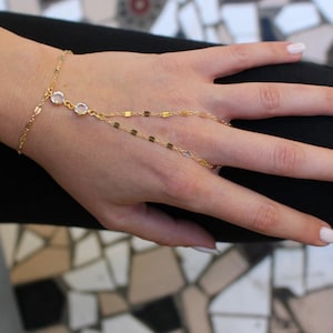 Armband mit Ring | Hand Armband | Slave Armband | Kette | Finger Armband | Hand Armband | Hand Schmuck | Goldschmuck