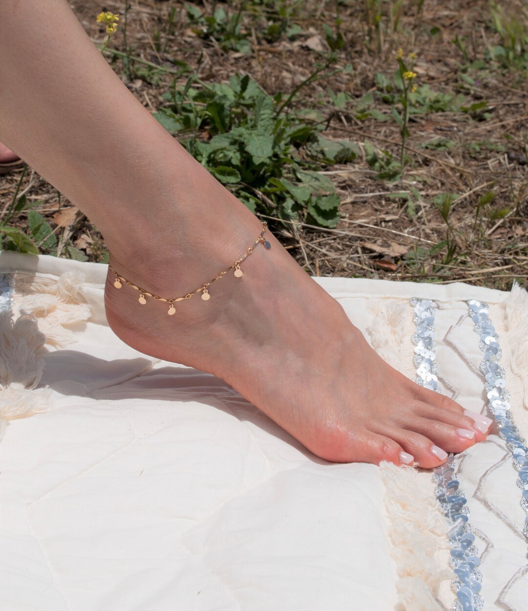 Dainty Disc Dangle Anklets*dangle Drop Anklets*charm Anklets