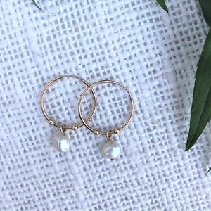 Baroque Pearl Hoops Earrings Pearl Earrings Pearl Hoops Earrings Gold Pearl Hoops Dainty pearl Hoops Earrings Summer Earring image 7