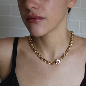 Chunky Link Necklace, Heavy Link Chain Necklace, Chunky Layering Necklace, Thick Chain Necklace, Thick Gold Necklace, Chunky Layered Gold