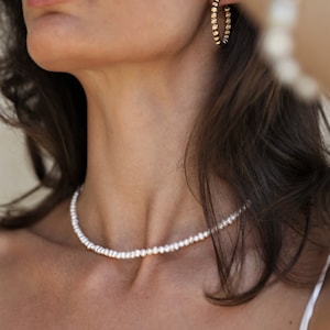 Pearl Necklace, Dainty Freshwater Pearl Choker, Statement Pearl necklace, Beaded  Pearl Necklace, Wedding Jewelry, Layered Pearl Choker