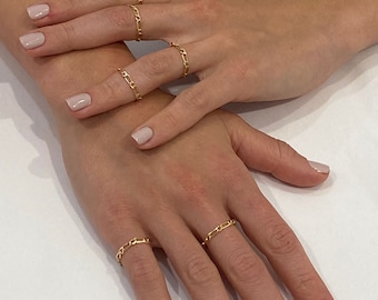 Gold Filled Ring - Flexible Link Chain Ring - Stacking Ring